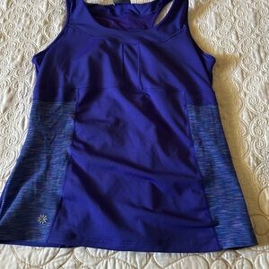 Athleta Deep Purple Racerback Tank with Heathered Side Panels